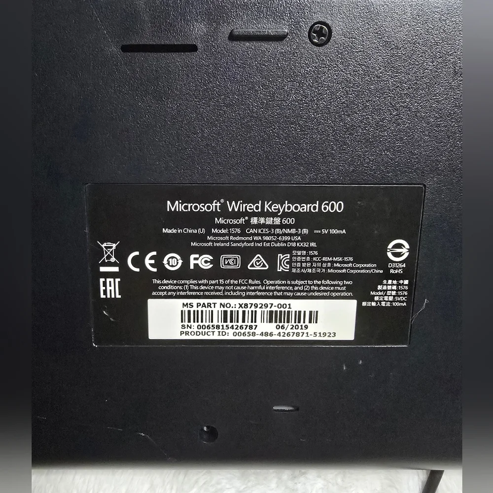 Microsoft Black Wired Keyboard Computer Laptop Key Board USB Plug